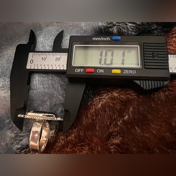 ❤️ Black Stallion Dahlia Turquoise 925 Navajo Style Sz 7 Adjustable Ring 8.3gm - Picture 11 of 12